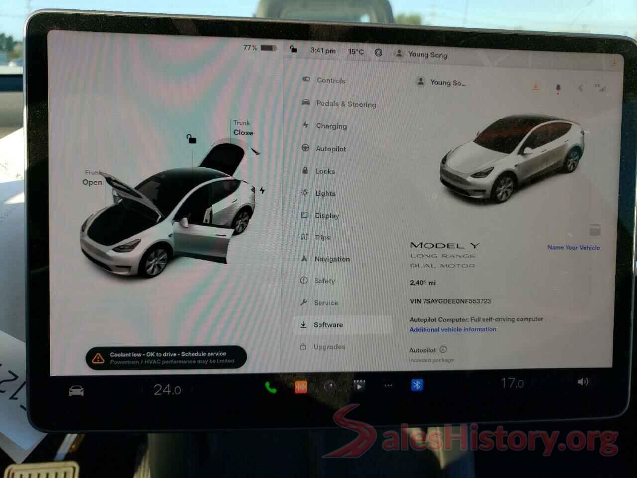 7SAYGDEE0NF553723 2022 TESLA MODEL Y