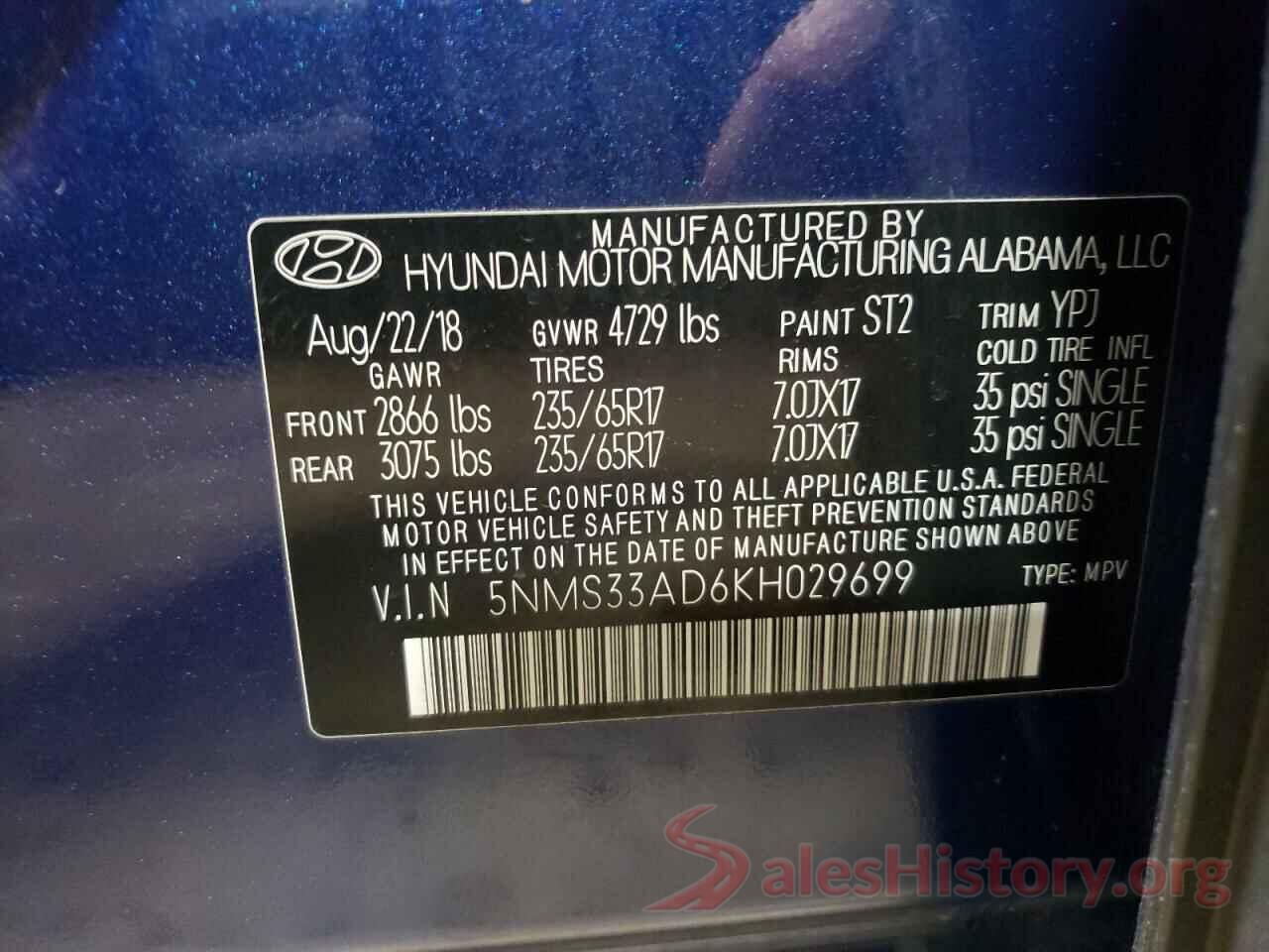 5NMS33AD6KH029699 2019 HYUNDAI SANTA FE