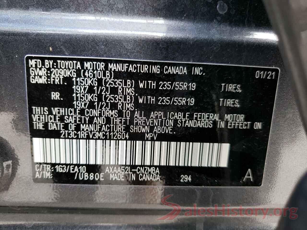 2T3C1RFV3MC112604 2021 TOYOTA RAV4