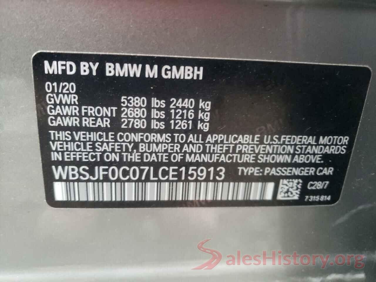 WBSJF0C07LCE15913 2020 BMW M5