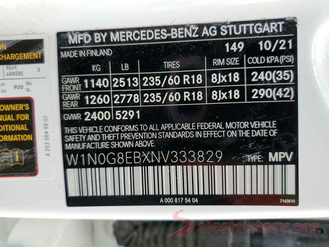 W1N0G8EBXNV333829 2022 MERCEDES-BENZ GLC-CLASS