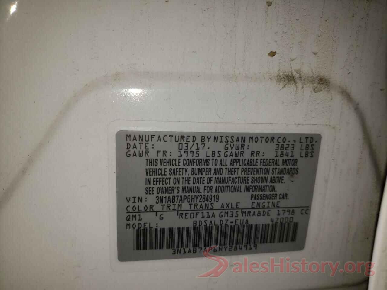 3N1AB7AP6HY284919 2017 NISSAN SENTRA