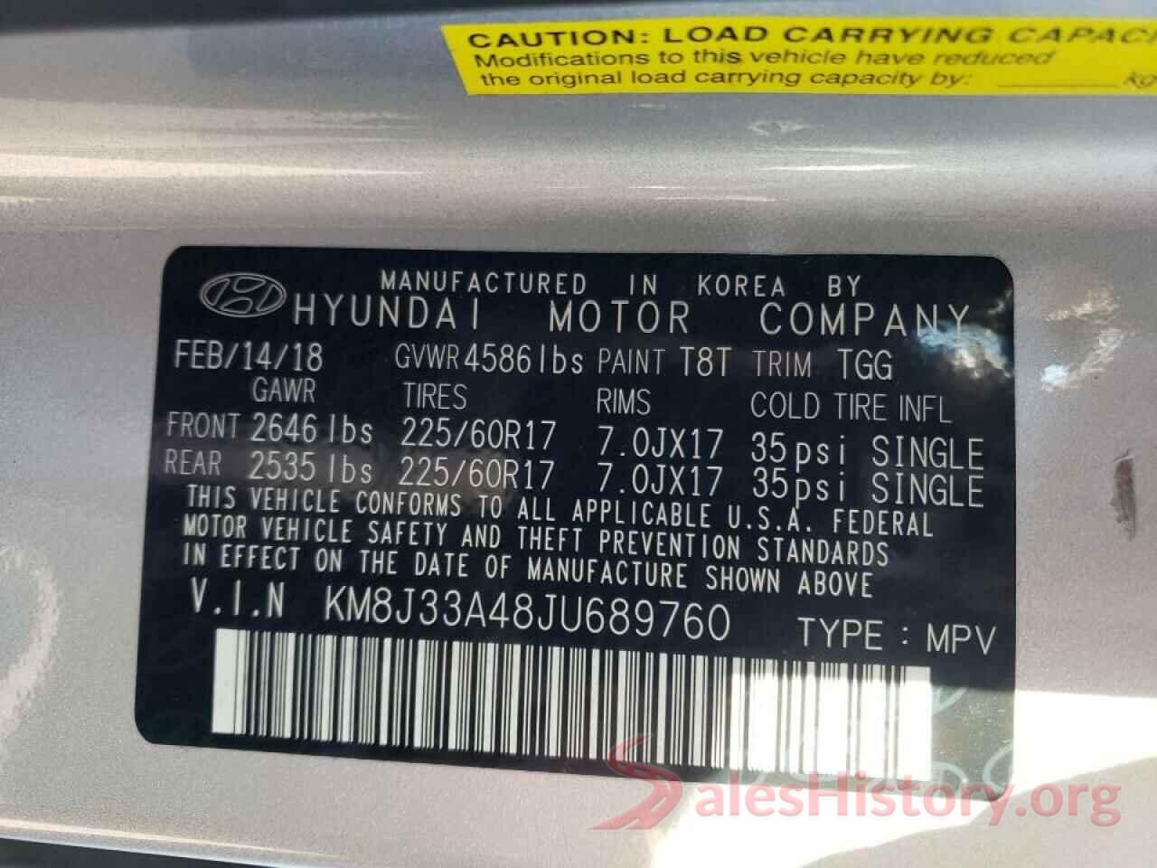 KM8J33A48JU689760 2018 HYUNDAI TUCSON