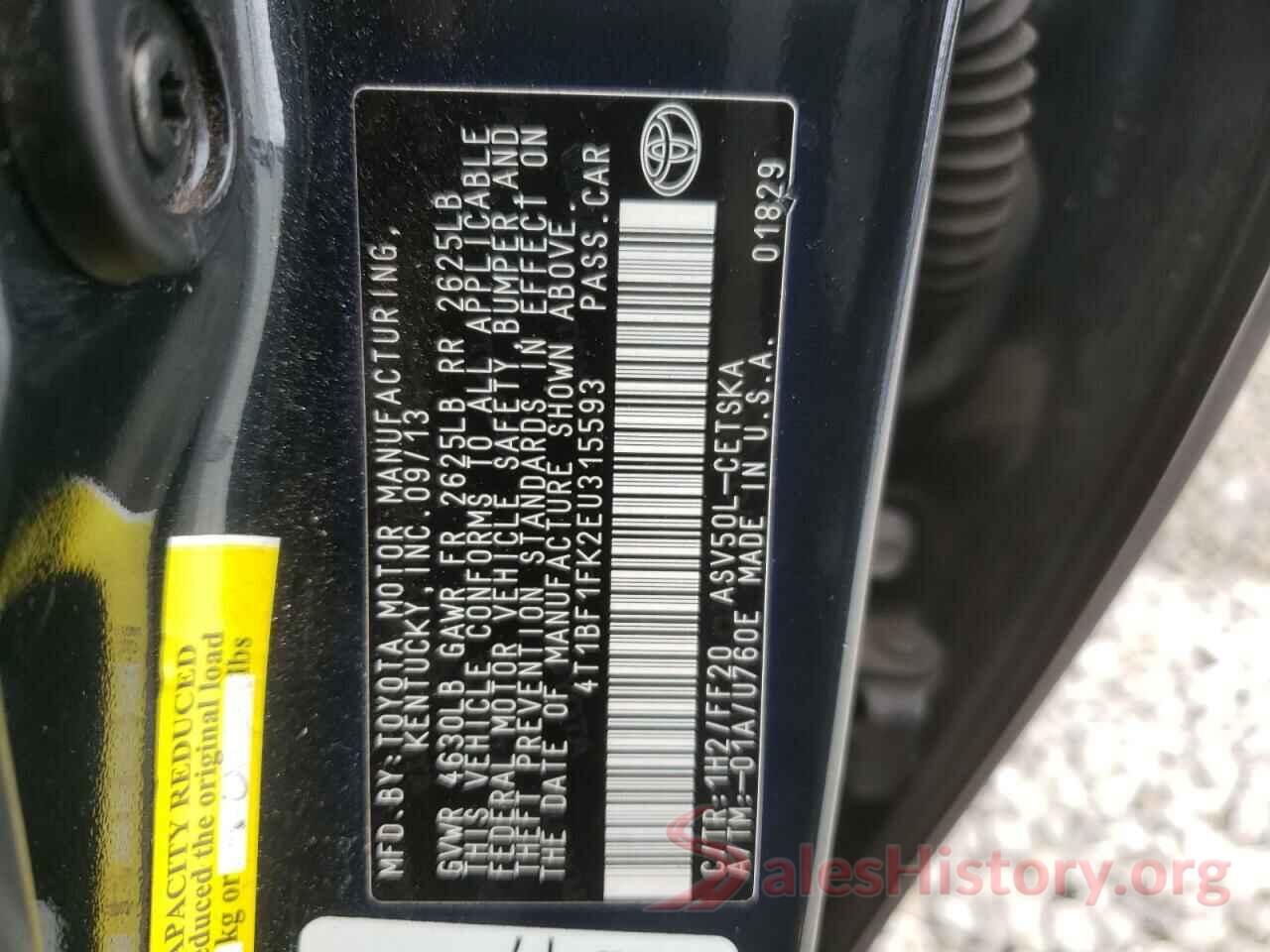 4T1BF1FK2EU315593 2014 TOYOTA CAMRY