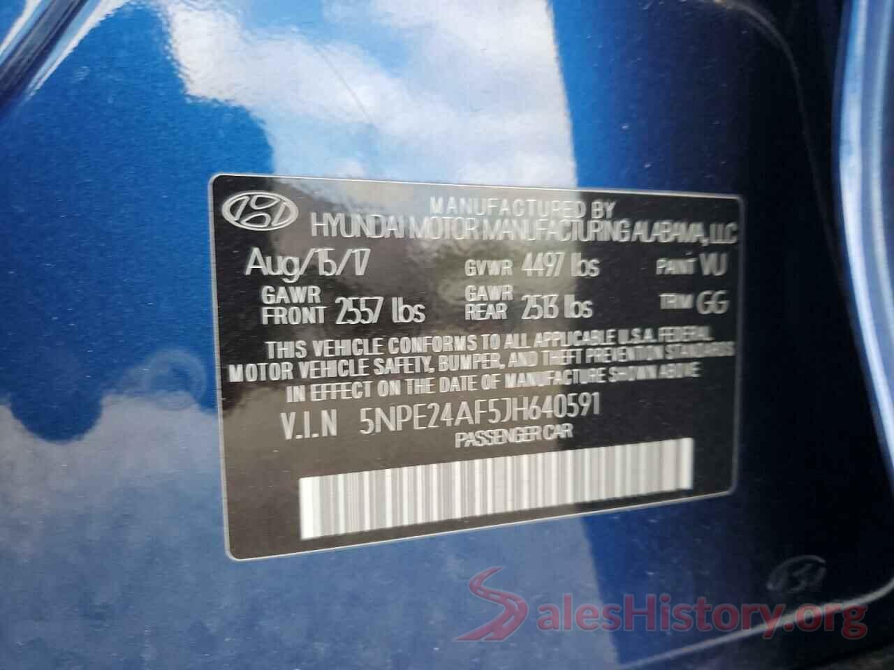 5NPE24AF5JH640591 2018 HYUNDAI SONATA