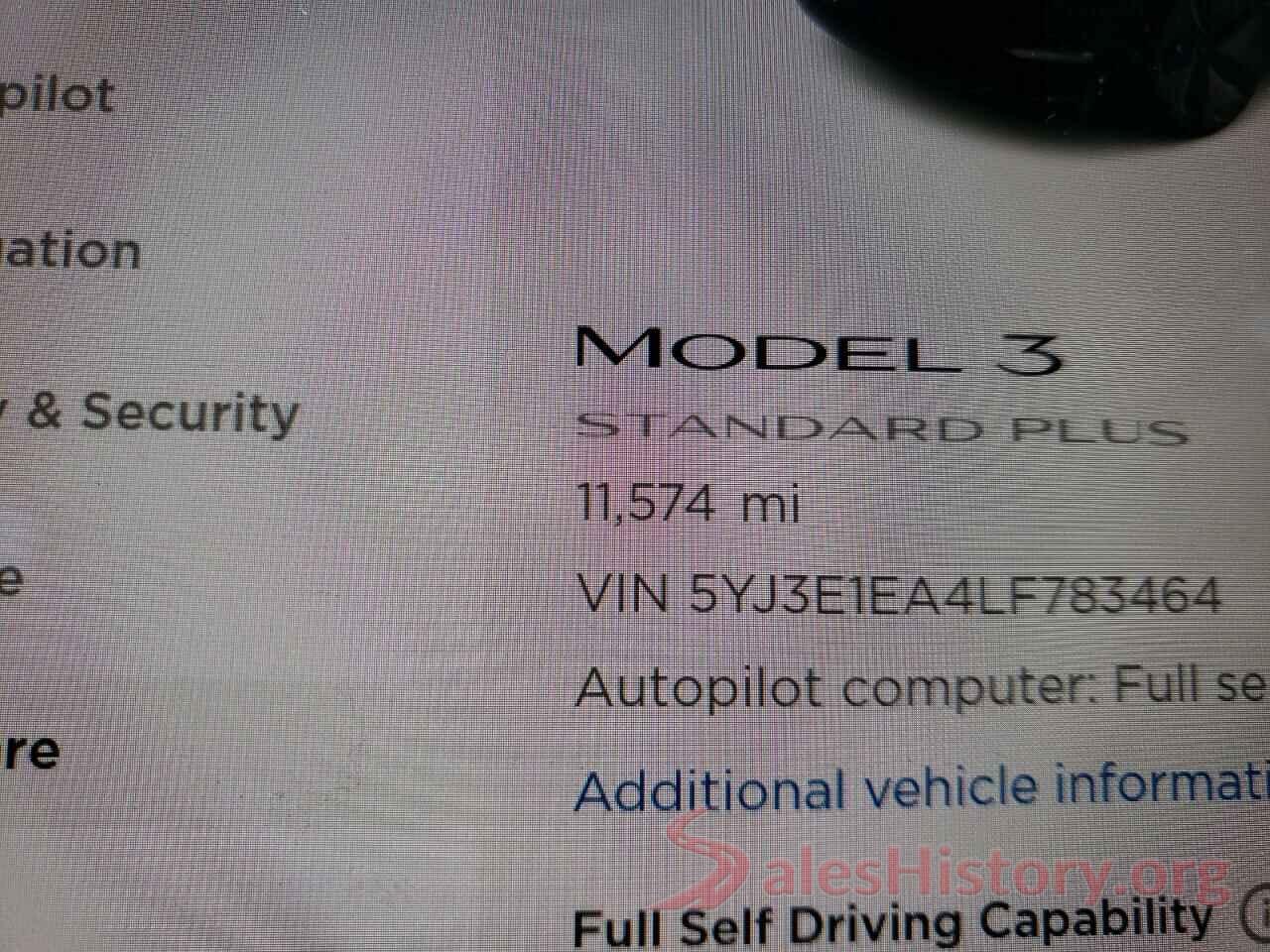 5YJ3E1EA4LF783464 2020 TESLA MODEL 3