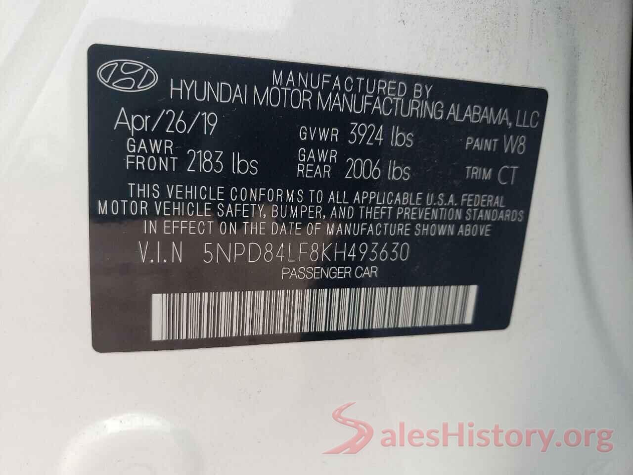 5NPD84LF8KH493630 2019 HYUNDAI ELANTRA