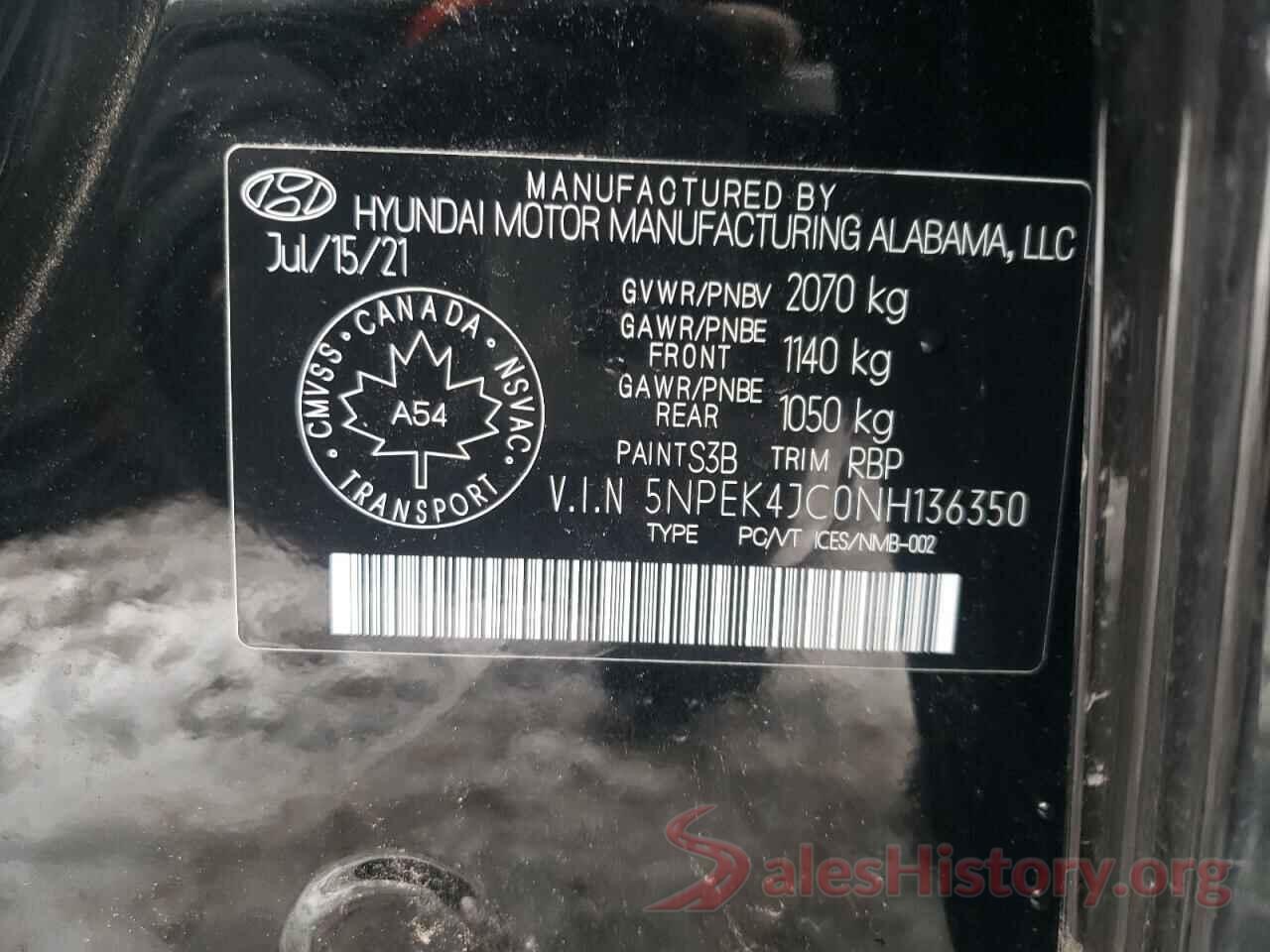 5NPEK4JC0NH136350 2022 HYUNDAI SONATA