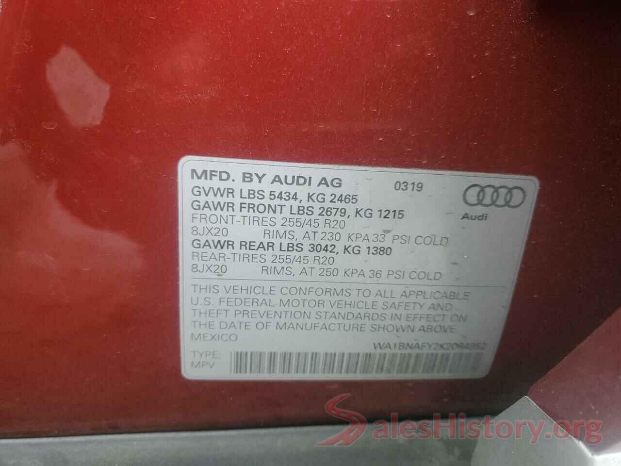 WA1BNAFY2K2084952 2019 AUDI Q5