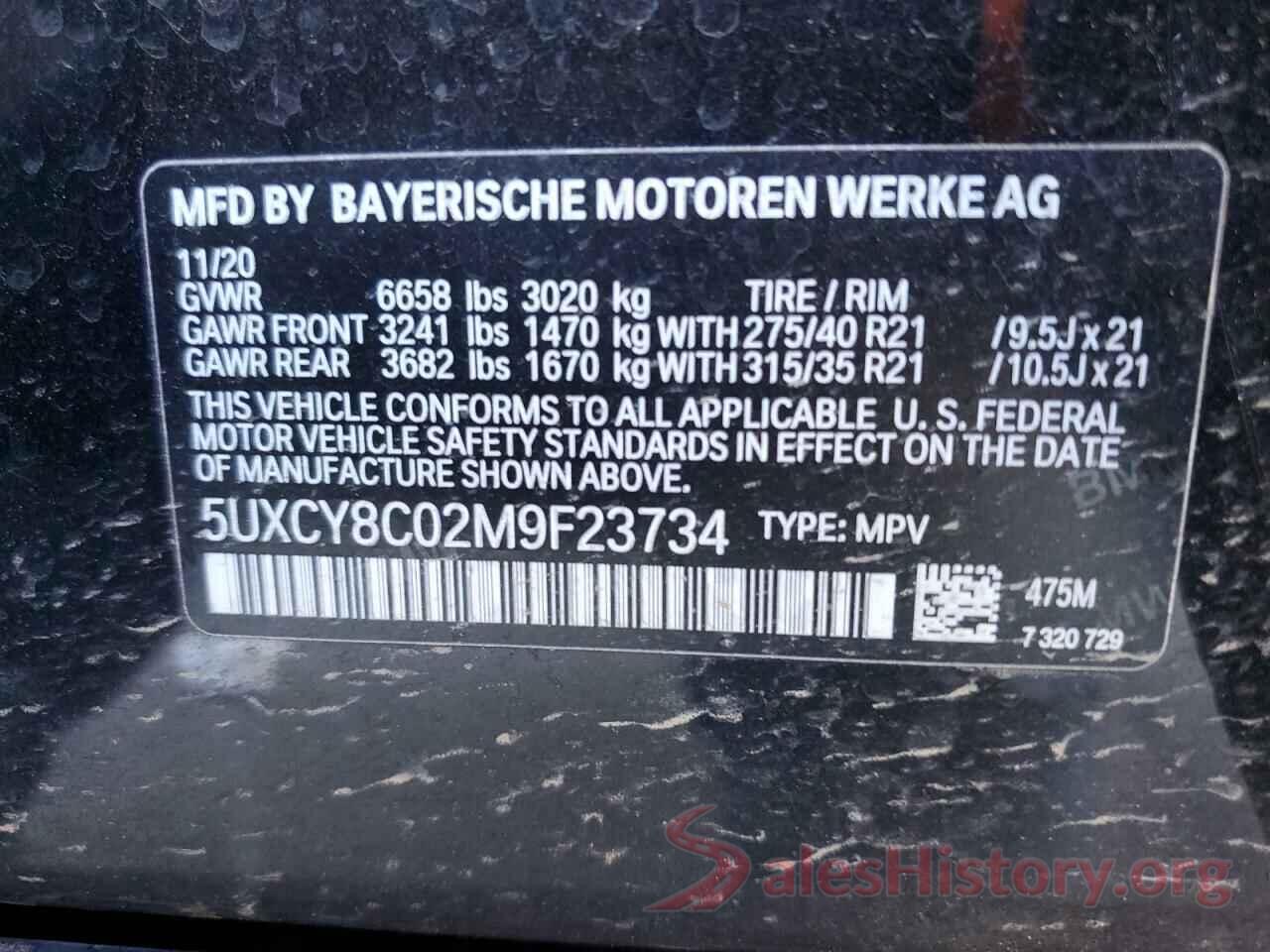 5UXCY8C02M9F23734 2021 BMW X6