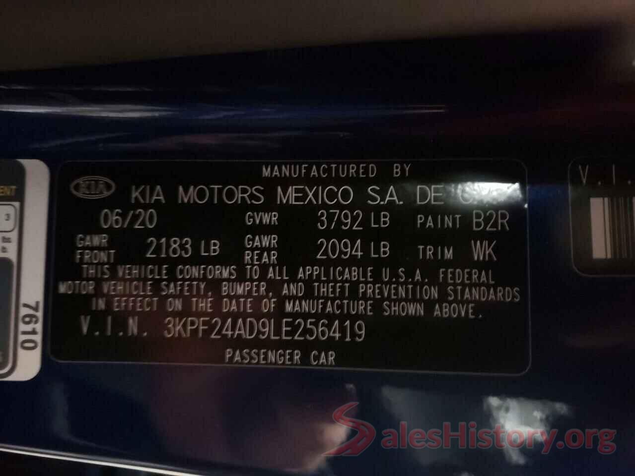 3KPF24AD9LE256419 2020 KIA FORTE