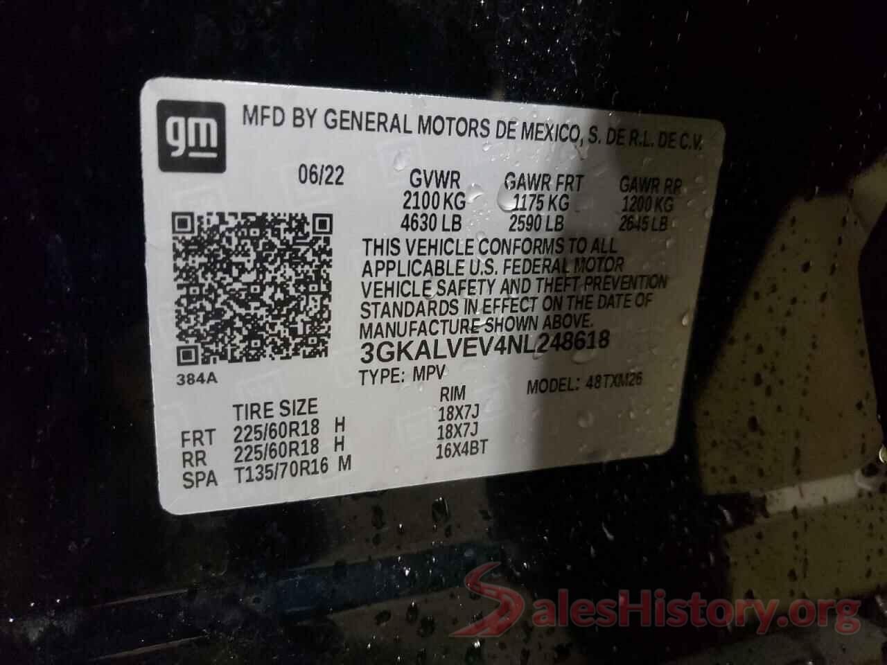 3GKALVEV4NL248618 2022 GMC TERRAIN