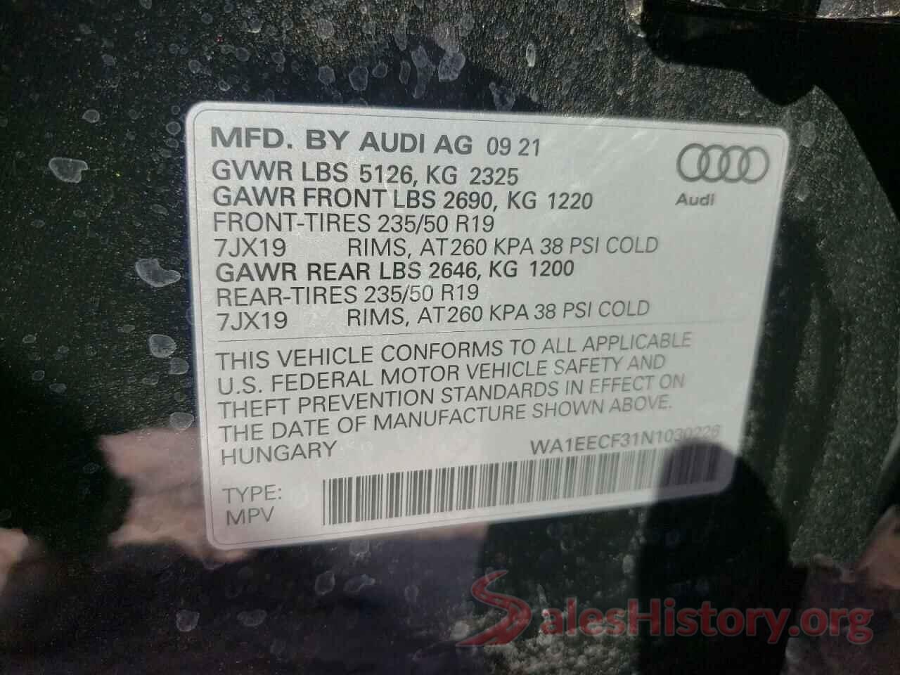 WA1EECF31N1030226 2022 AUDI Q3