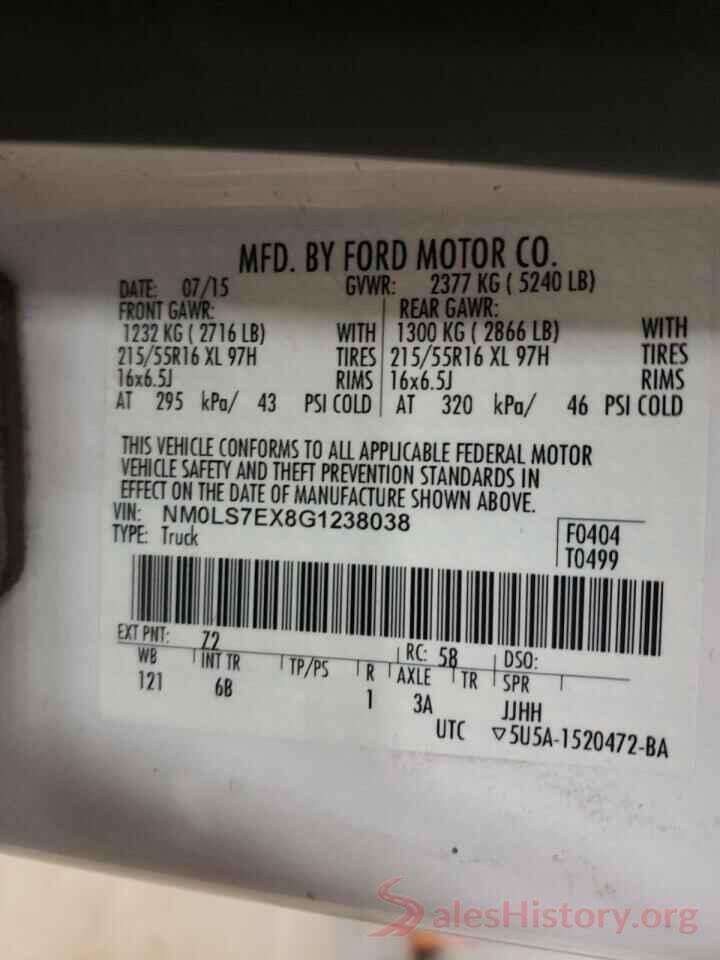 NM0LS7EX8G1238038 2016 FORD TRANSIT CO