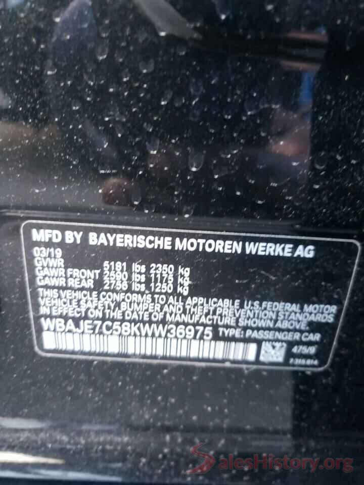 WBAJE7C58KWW36975 2019 BMW 5 SERIES