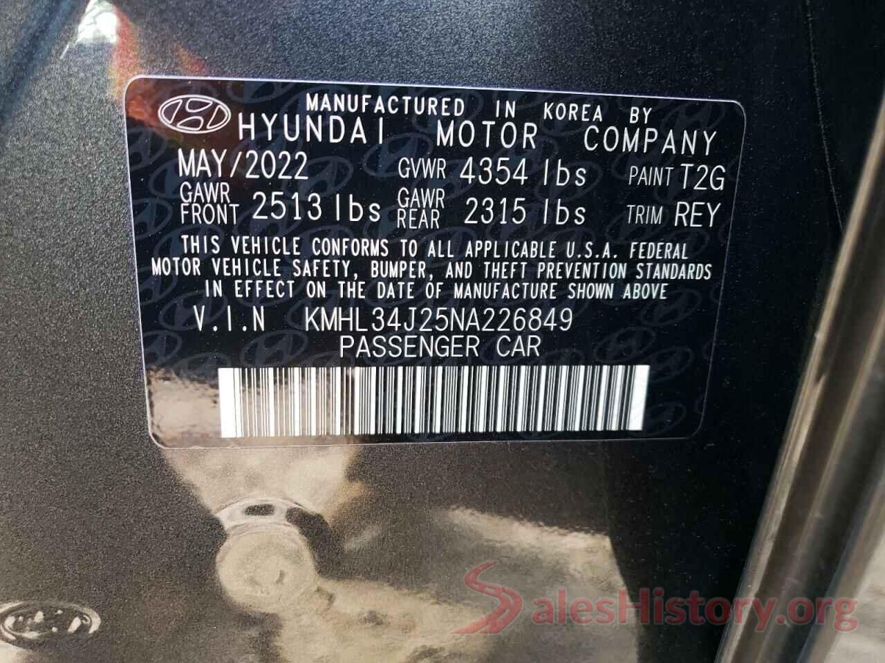 KMHL34J25NA226849 2022 HYUNDAI SONATA