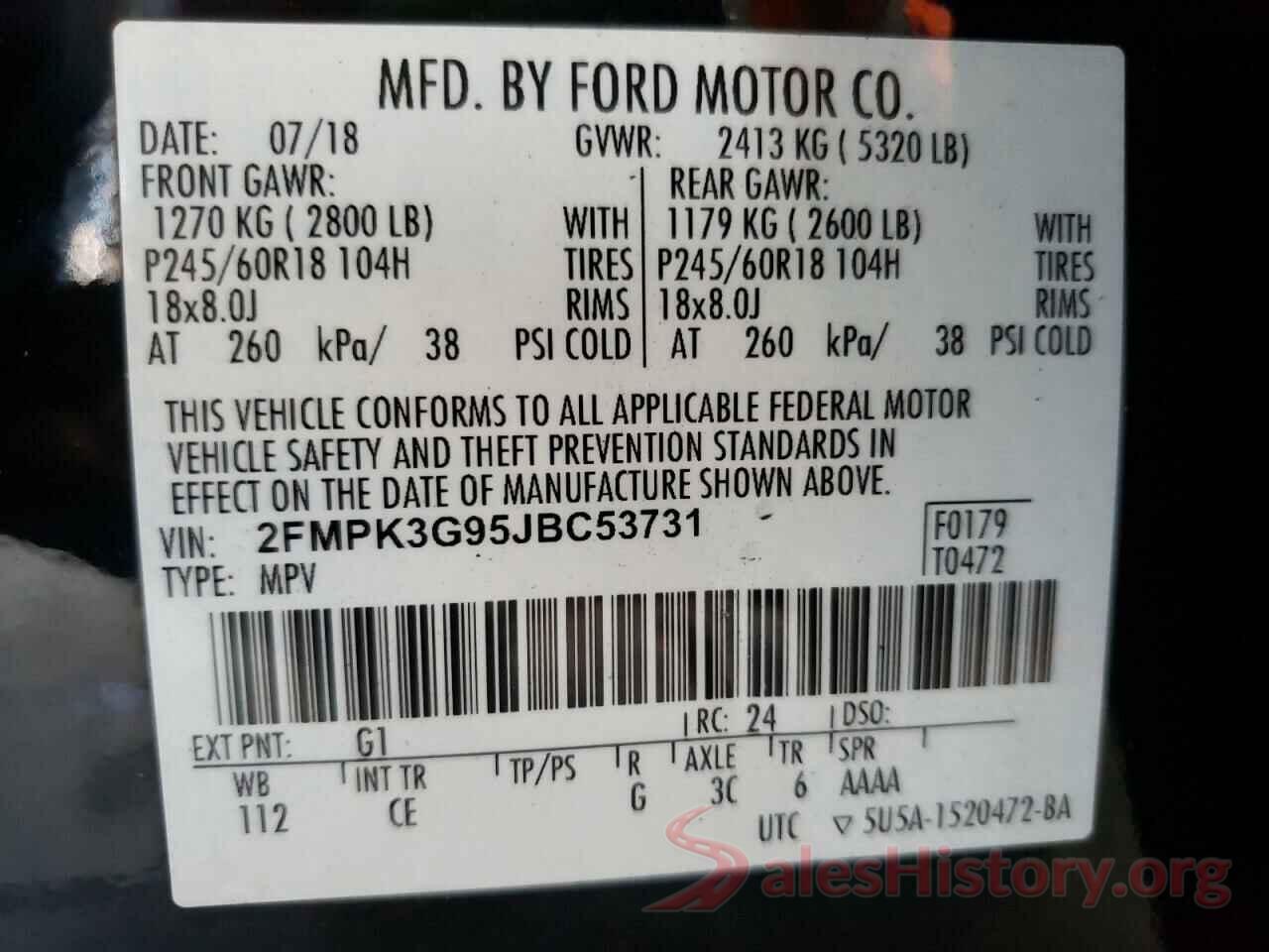 2FMPK3G95JBC53731 2018 FORD EDGE