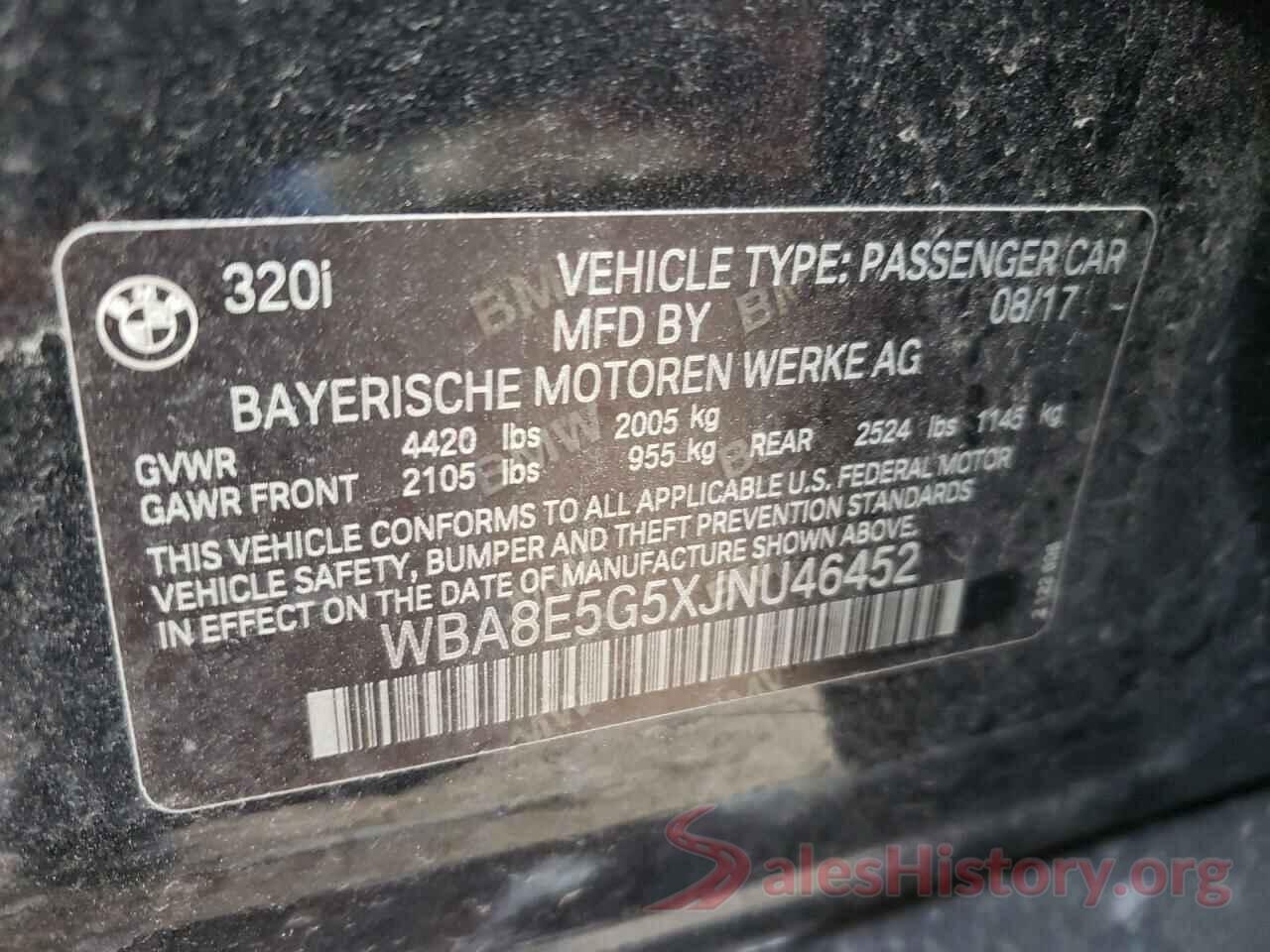 WBA8E5G5XJNU46452 2018 BMW 3 SERIES