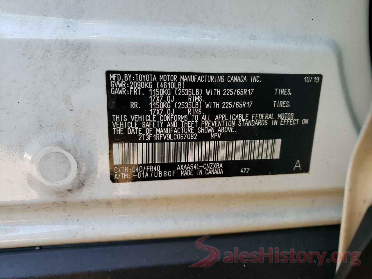 2T3F1RFV9LC067082 2020 TOYOTA RAV4