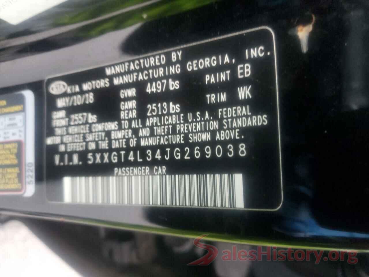 5XXGT4L34JG269038 2018 KIA OPTIMA