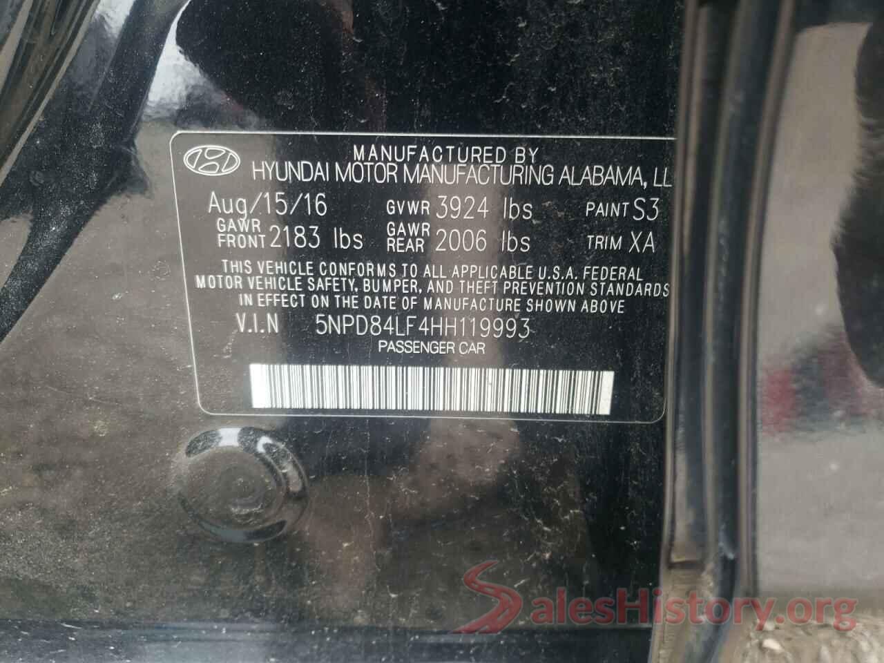 5NPD84LF4HH119993 2017 HYUNDAI ELANTRA