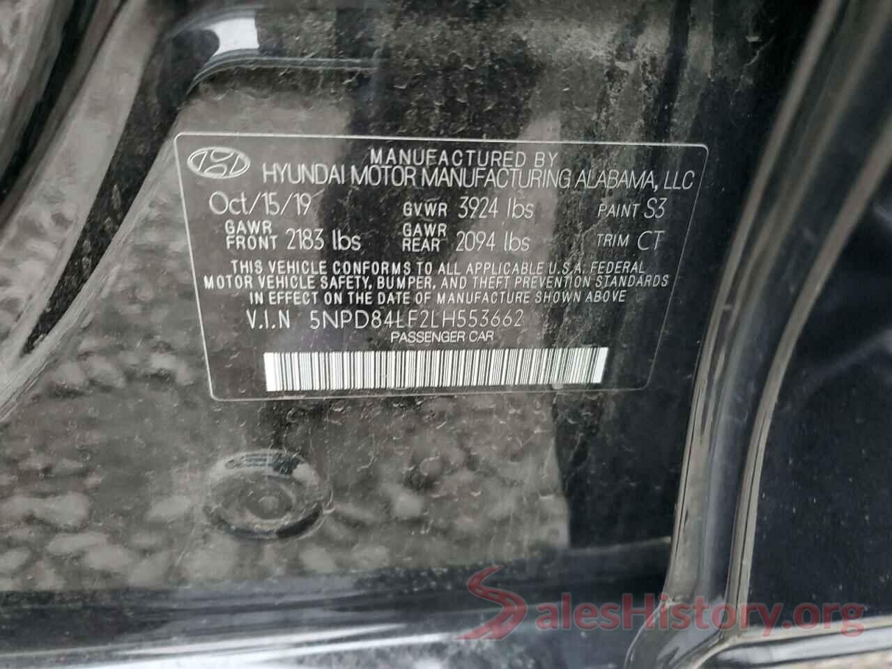 5NPD84LF2LH553662 2020 HYUNDAI ELANTRA