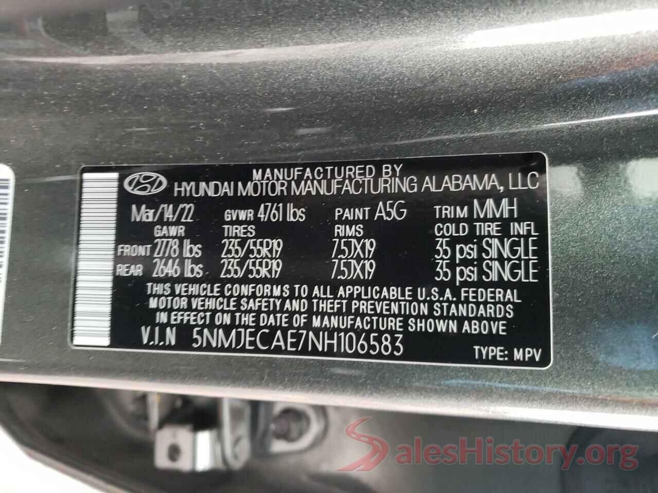 5NMJECAE7NH106583 2022 HYUNDAI TUCSON