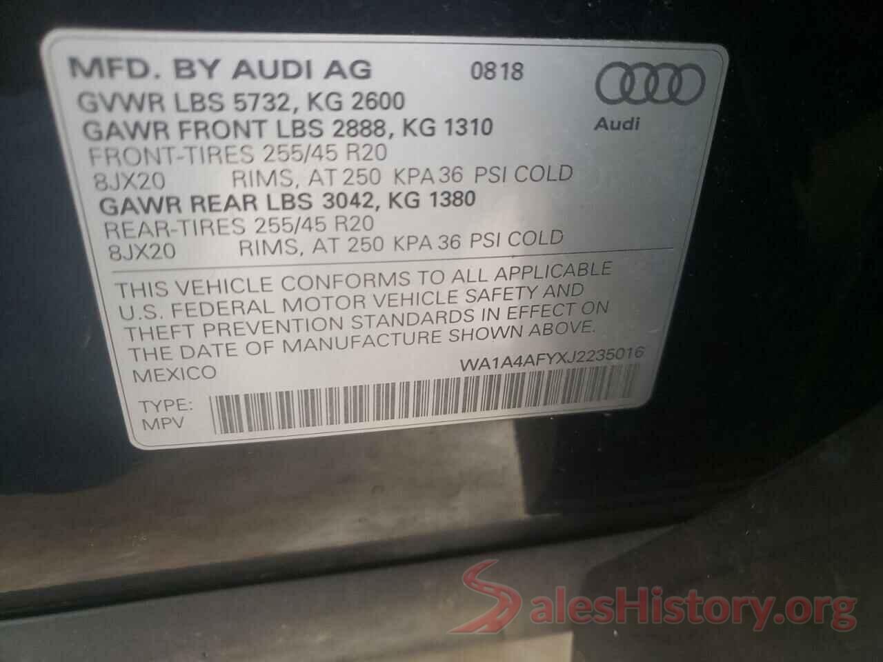 WA1A4AFYXJ2235016 2018 AUDI SQ5