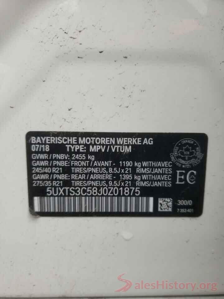 5UXTS3C58J0Z01875 2018 BMW X3