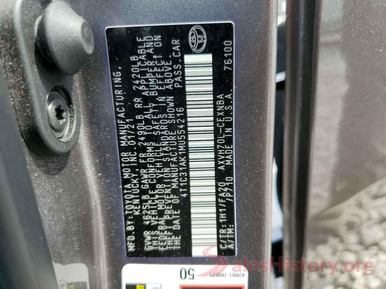 4T1C31AK1MU554216 2021 TOYOTA CAMRY