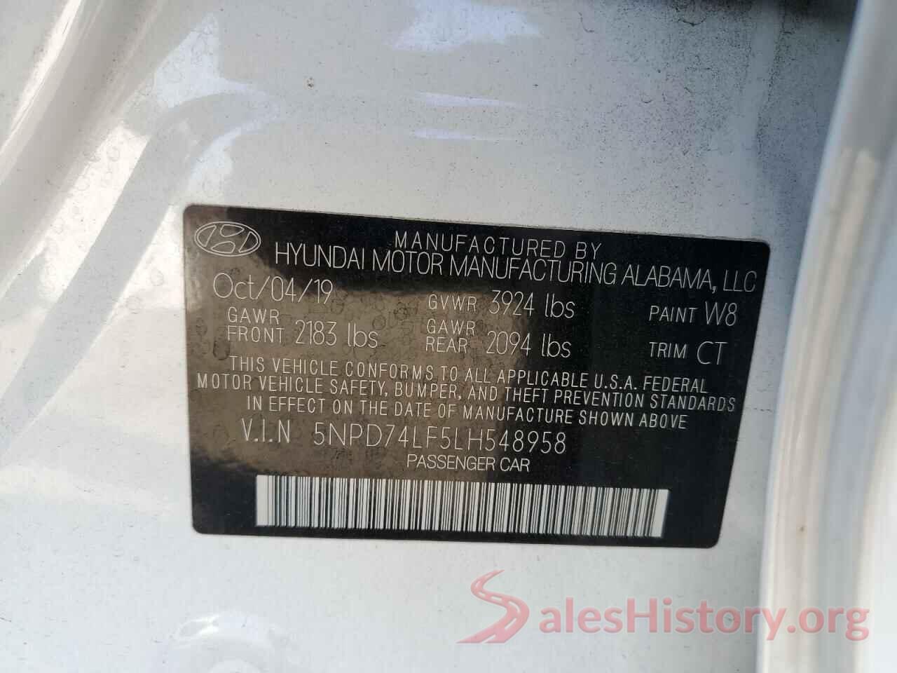 5NPD74LF5LH548958 2020 HYUNDAI ELANTRA