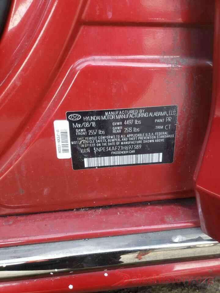 5NPE34AF2JH697389 2018 HYUNDAI SONATA