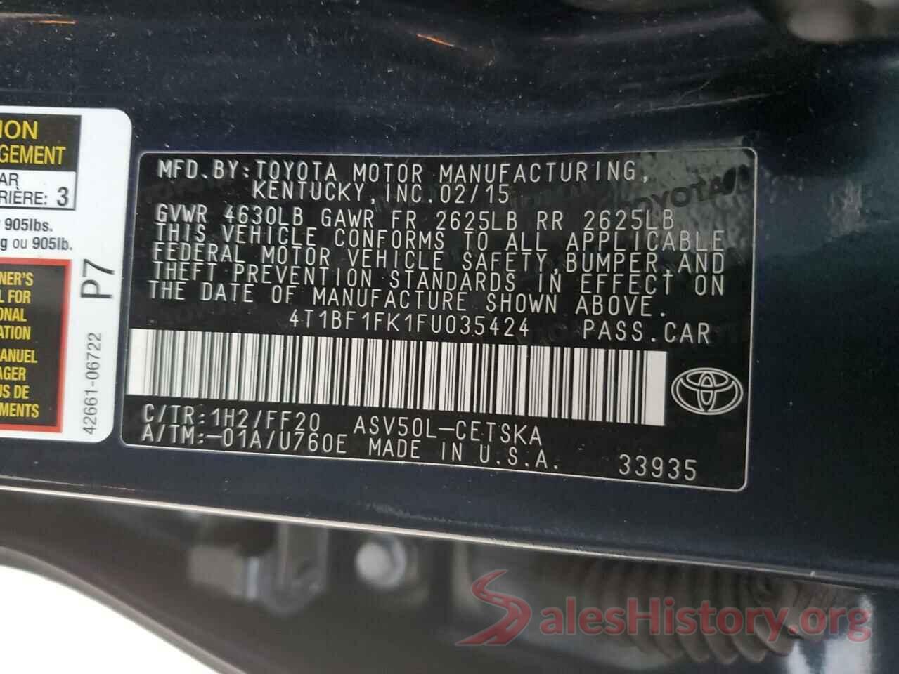 4T1BF1FK1FU035424 2015 TOYOTA CAMRY