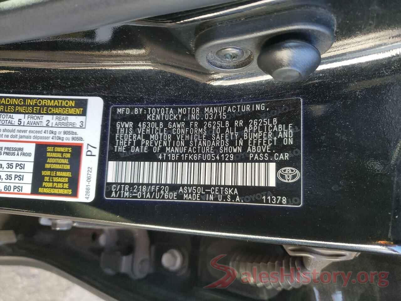 4T1BF1FK6FU054129 2015 TOYOTA CAMRY