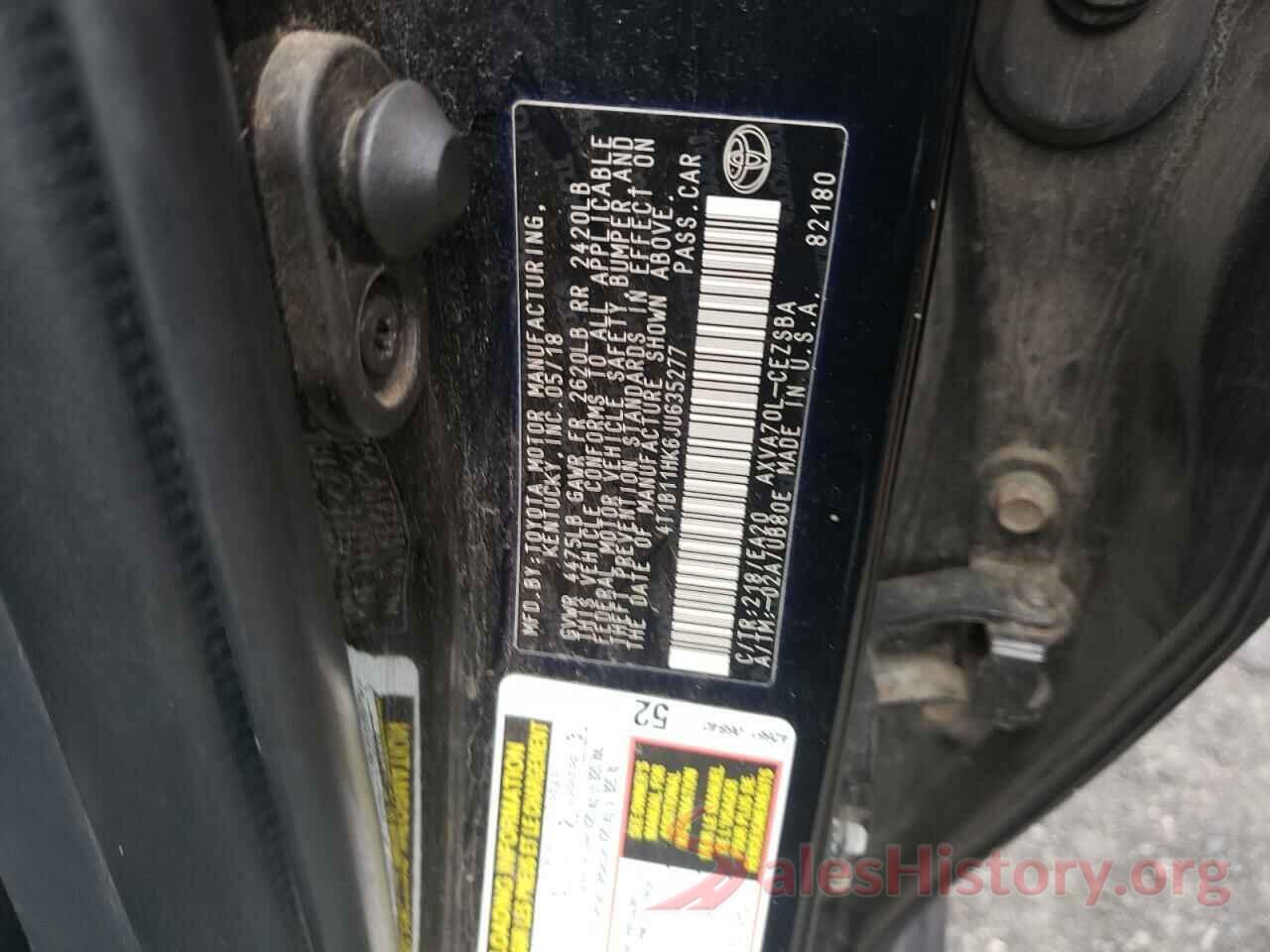 4T1B11HK6JU635277 2018 TOYOTA CAMRY