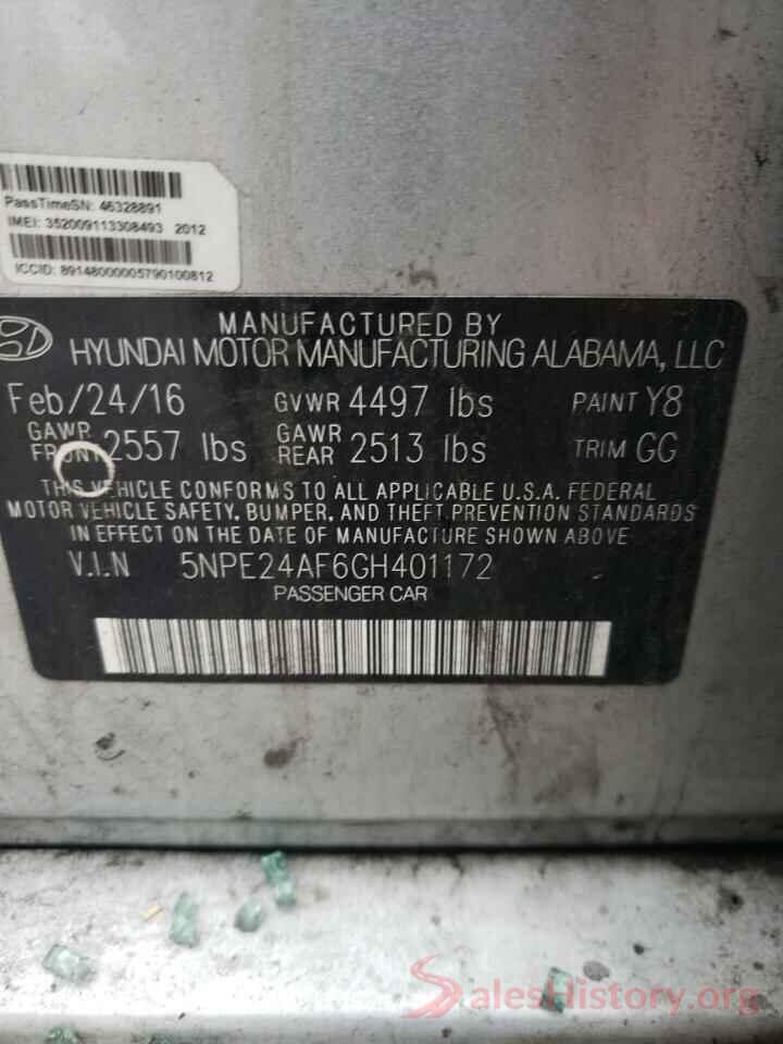 5NPE24AF6GH401172 2016 HYUNDAI SONATA