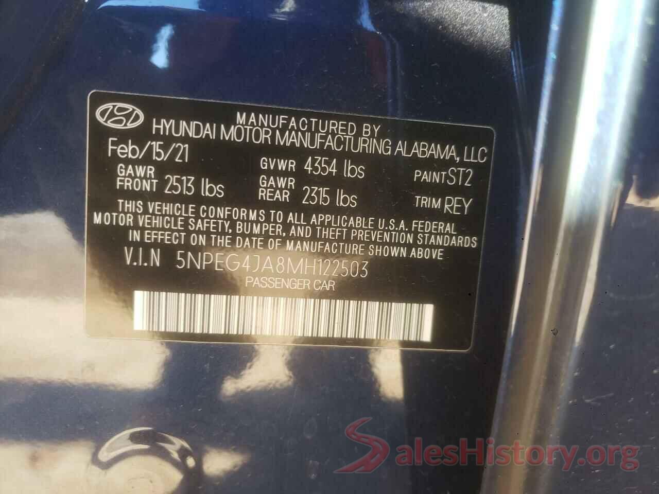 5NPEG4JA8MH122503 2021 HYUNDAI SONATA