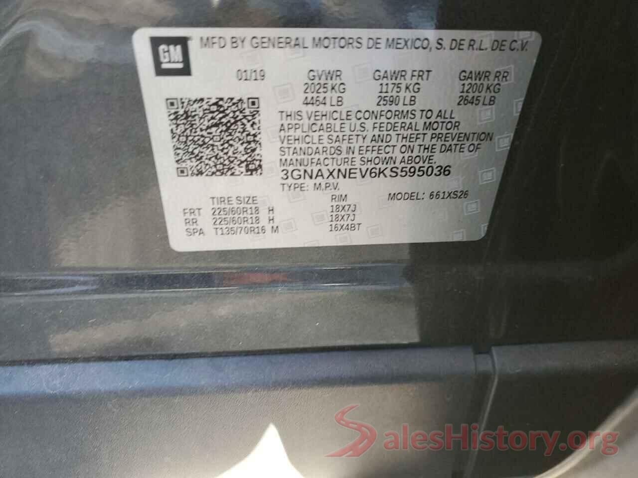 3GNAXNEV6KS595036 2019 CHEVROLET EQUINOX