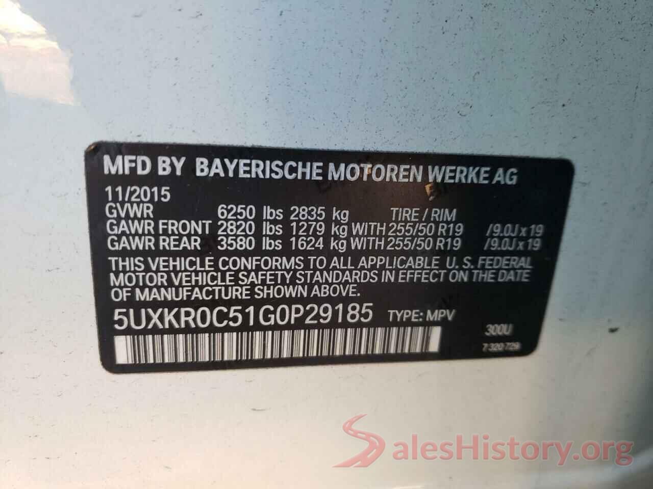 5UXKR0C51G0P29185 2016 BMW X5
