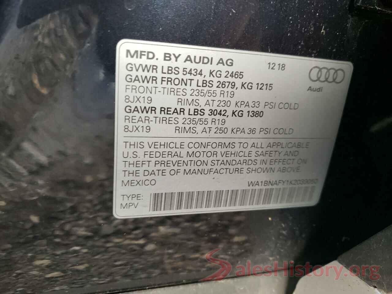 WA1BNAFY1K2039050 2019 AUDI Q5