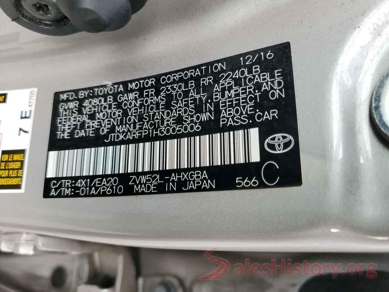 JTDKARFP1H3005006 2017 TOYOTA PRIUS