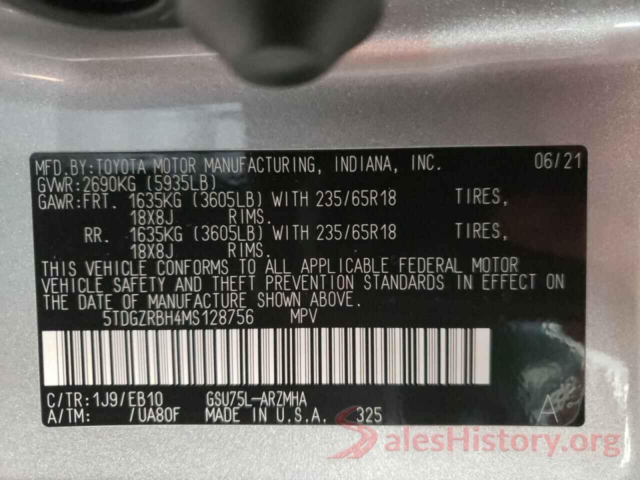 5TDGZRBH4MS128756 2021 TOYOTA HIGHLANDER