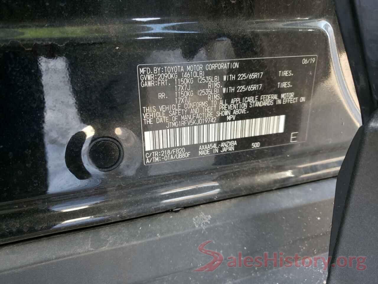 JTMG1RFV5KJ019742 2019 TOYOTA RAV4