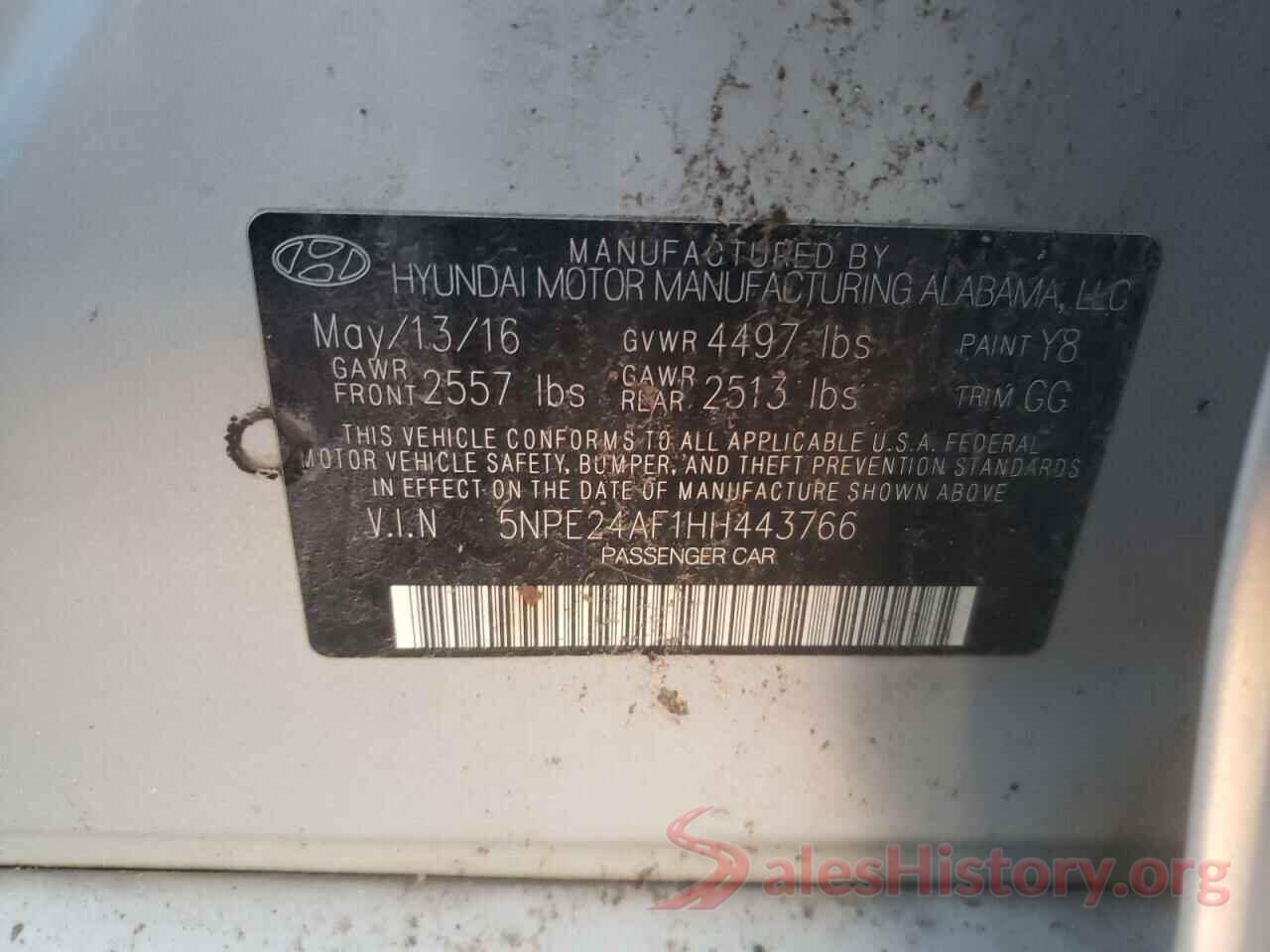 5NPE24AF1HH443766 2017 HYUNDAI SONATA