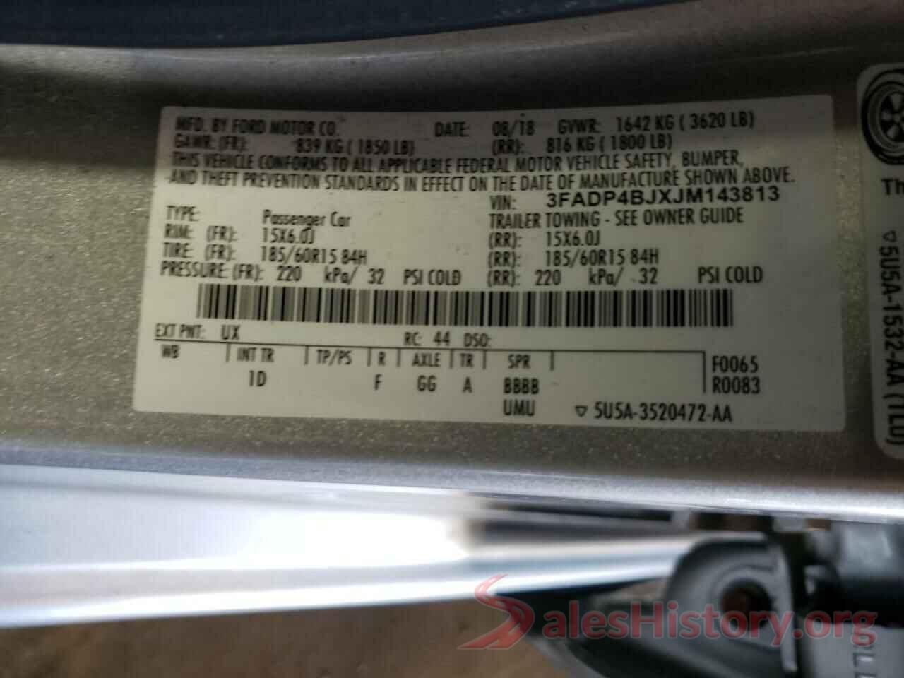 3FADP4BJXJM143813 2018 FORD FIESTA