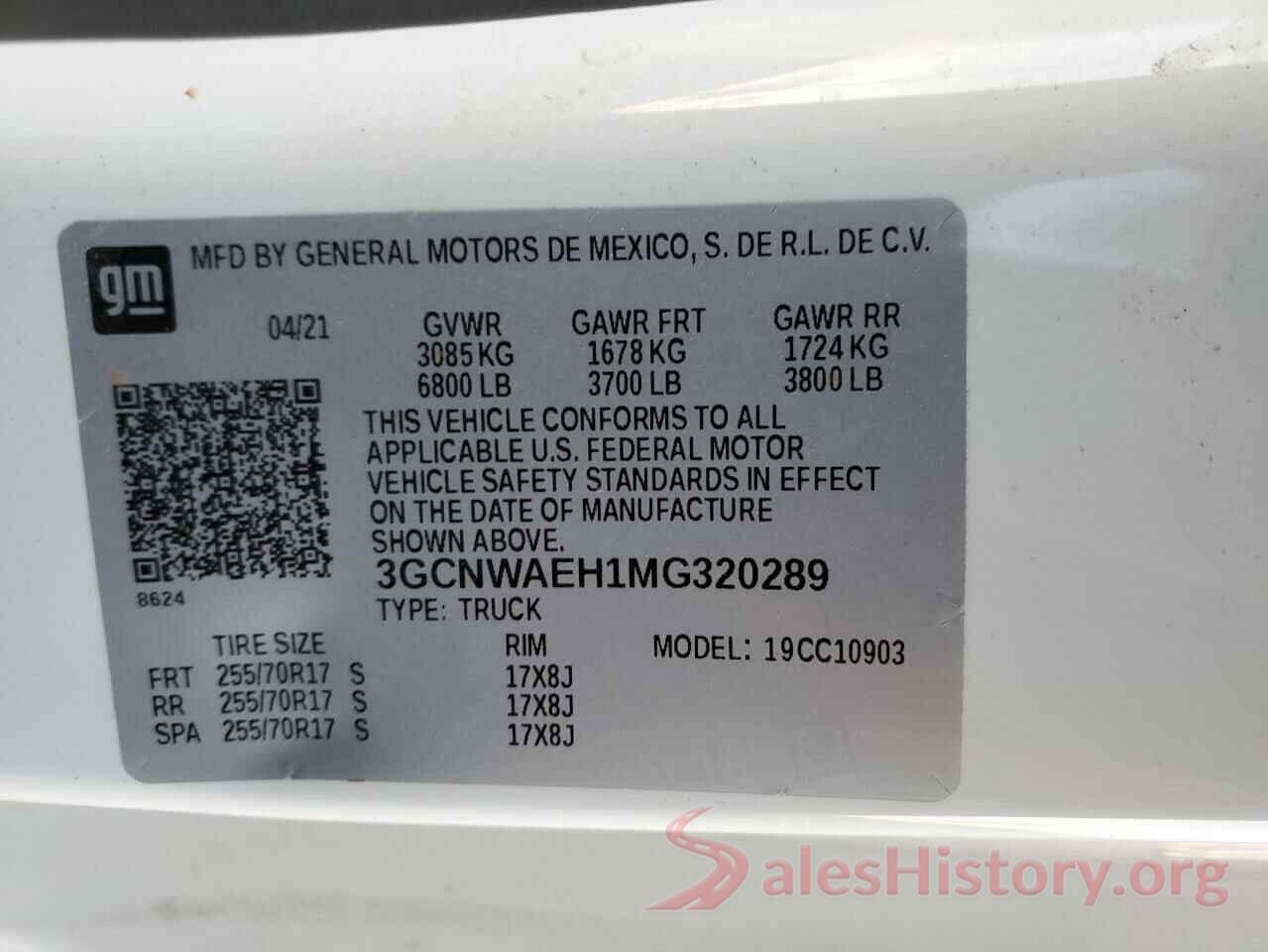 3GCNWAEH1MG320289 2021 CHEVROLET SILVERADO