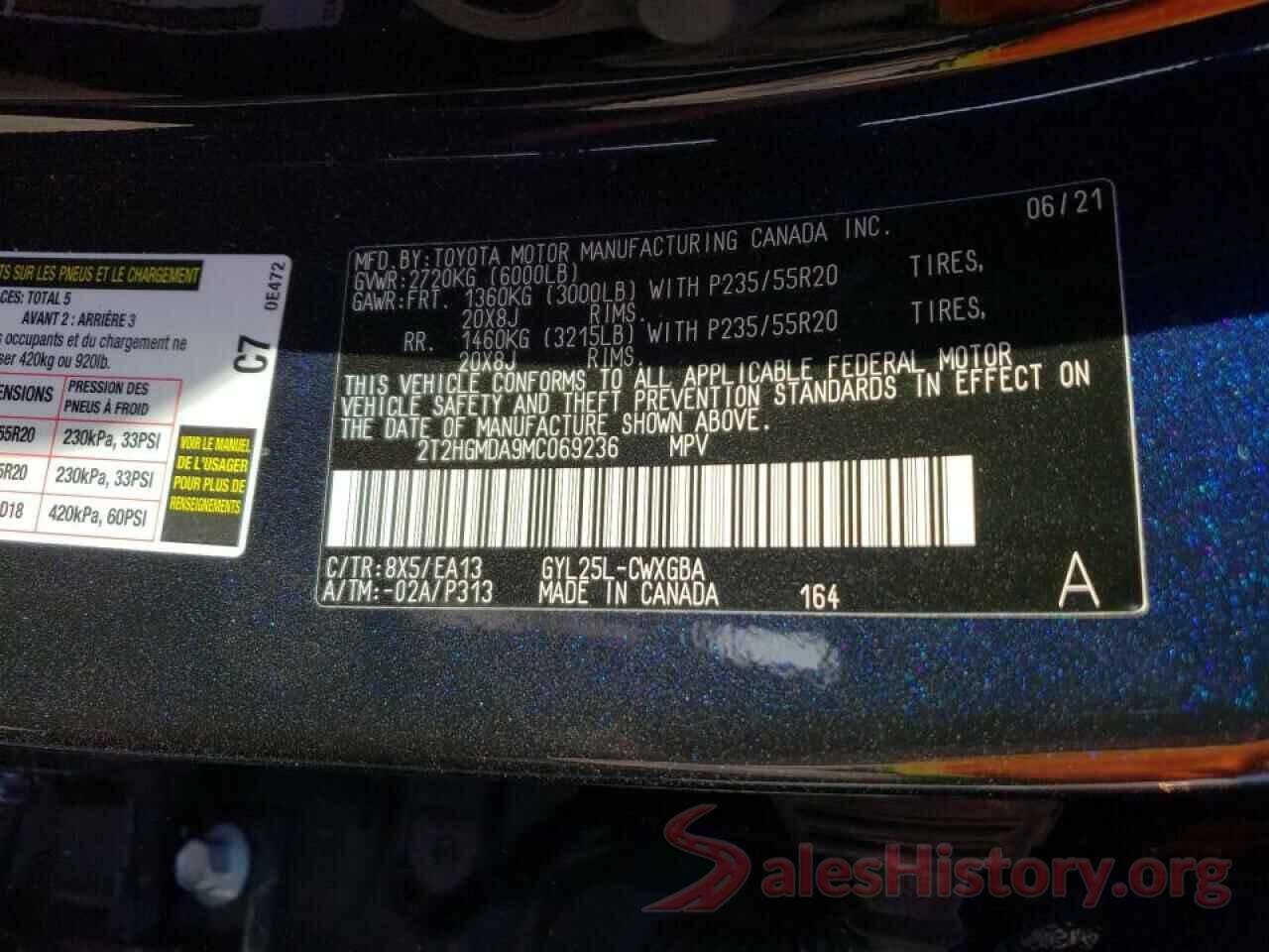 2T2HGMDA9MC069236 2021 LEXUS RX450