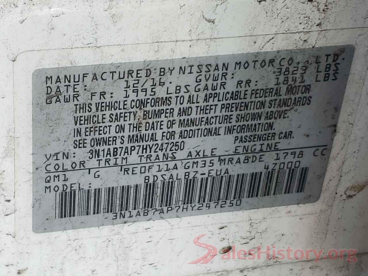 3N1AB7AP7HY247250 2017 NISSAN SENTRA