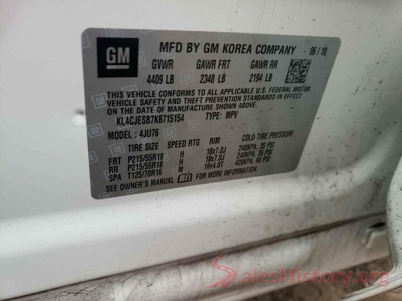 KL4CJESB7KB715154 2019 BUICK ENCORE