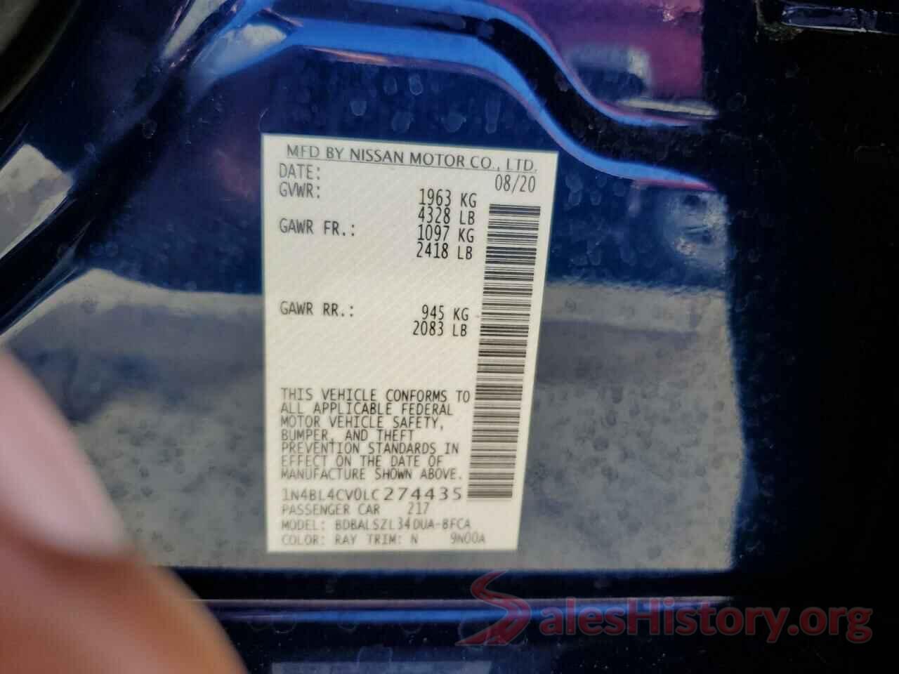 1N4BL4CV0LC274435 2020 NISSAN ALTIMA